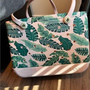 BOGG BAG Pink and Green Leaf Tote